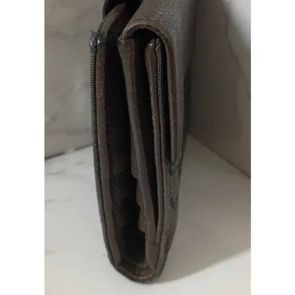 BVLGARI Vintage Logo Mania Brown Monogram Bifold Wallet - EUC